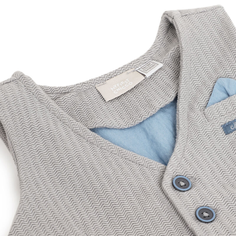 Boys Medium Grey Solid Waistcoat image number 2
